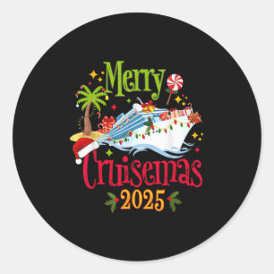 Adesivo Redondo Feliz Cruisemas 2025 Family Pajamas Cruise Lights