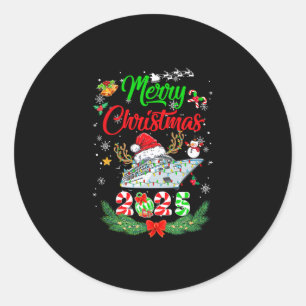 Adesivo Redondo Feliz Cruisemas 2025 Natal Papai Noel Rena Crui
