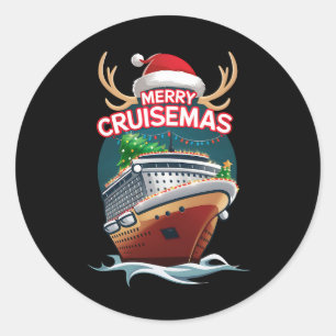 Adesivo Redondo Feliz Cruisemas Cruise Ship Family Christmas Funny
