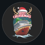Adesivo Redondo Feliz Cruisemas Cruise Ship Family Christmas Funny<br><div class="desc">Feliz Cruisemas Cruise Ship Family Christmas Funny</div>