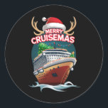 Adesivo Redondo Feliz Cruisemas Cruise Ship Family Christmas Funny<br><div class="desc">Feliz Cruisemas Cruise Ship Family Christmas Funny</div>
