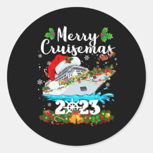 Adesivo Redondo Feliz Cruisemas Família Cruise Natal 2023 Diversão