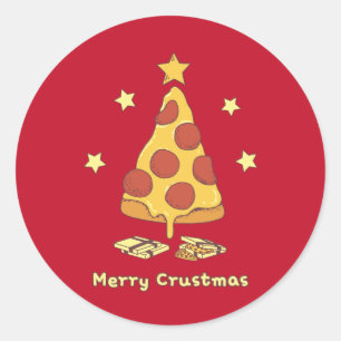 Adesivo Redondo Feliz Crustmas - Pizza Clássica Redonda de Natal S