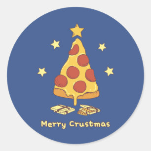 Adesivo Redondo Feliz Crustmas - Pizza Natal