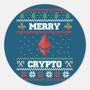 Adesivo Redondo Feliz Crypto Eethum Ugly Christmas Sweater