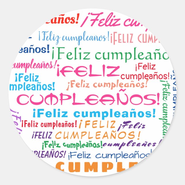 Adesivo Redondo Feliz Cumpleaños Espanhol Feliz Aniversário Cloud (Frente)