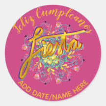 Feliz Cumpleanos FIESTA Folk Flowers Personalizada
