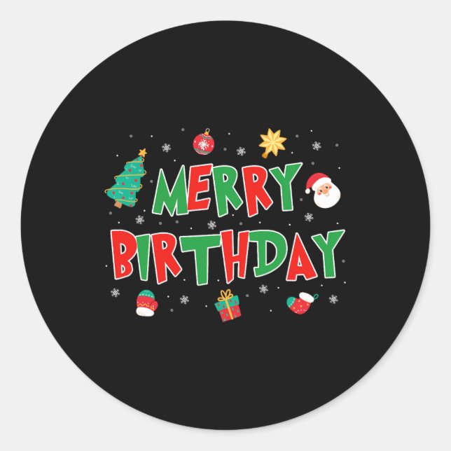 Adesivo Redondo Feliz de aniversário Feliz Natal Feliz Natal Natal (Frente)