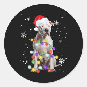 Adesivo Redondo Feliz de Cachorros Papais noeis Pitbull Natal T