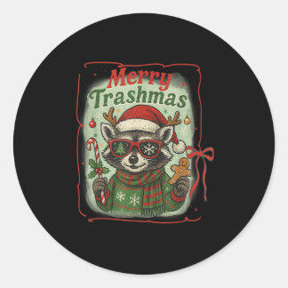 Adesivo Redondo Feliz de Coquette Trashmas Raccoon Cu Natal
