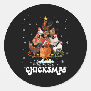 Adesivo Redondo Feliz de frango Natal Papai Noel