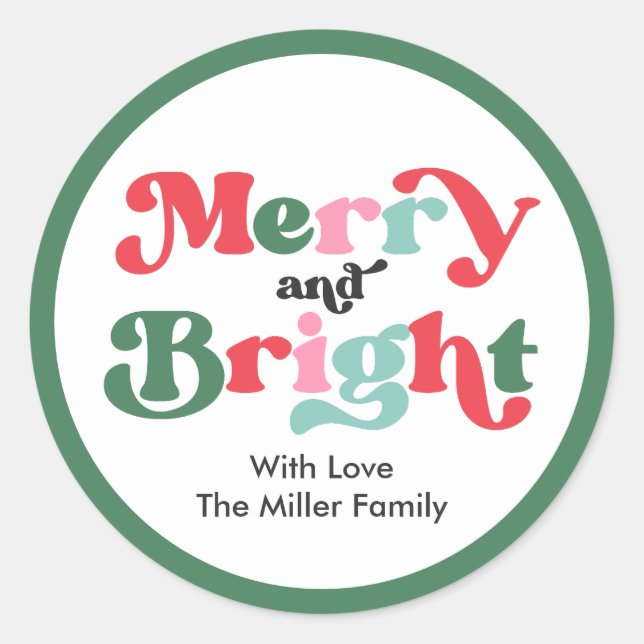 Adesivo Redondo Feliz De Natal E Presente De Férias Brilhante (Frente)