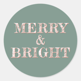 Adesivo Redondo Feliz de Natal moderna, Brilhante Verde