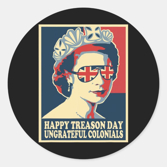 Adesivo Redondo Feliz Dia 4 De Julho De Coloni Britânico (Frente)