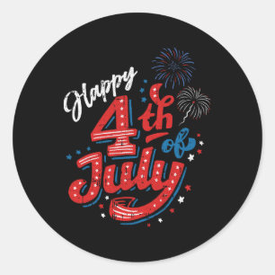 Adesivo Redondo Feliz Dia 4 De Julho Legal Dia Da Independência Pa