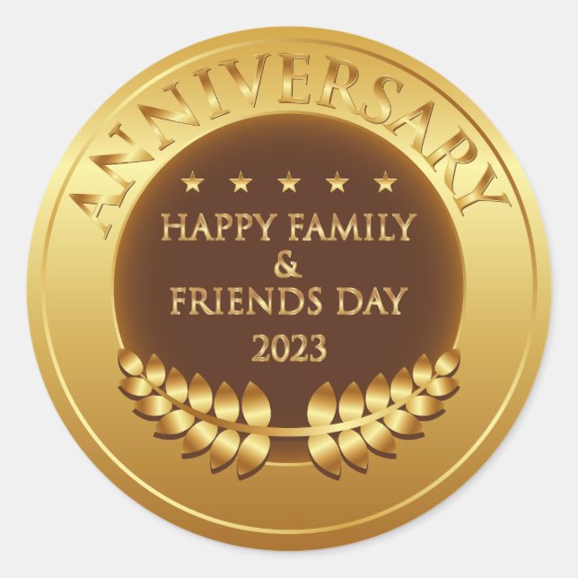Adesivo Redondo Feliz Dia Da Família E Amigos 2023 (Frente)