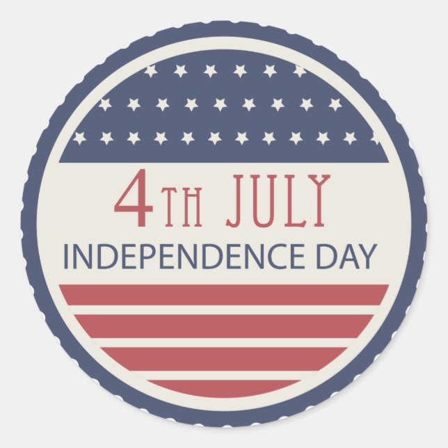 Adesivo Redondo Feliz Dia Da Independência 4 De Julho (Frente)