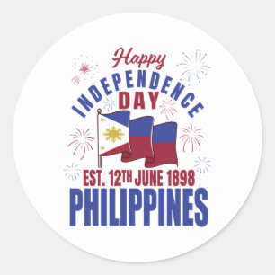 Adesivo Redondo Feliz Dia da Independência Filipinas Pinoy Filipin
