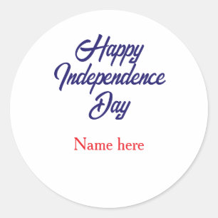Adesivo Redondo feliz dia da independência nome vermelho azul amer