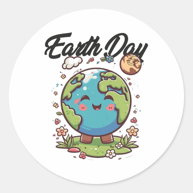Adesivo Redondo Feliz Dia da Terra (Frente)