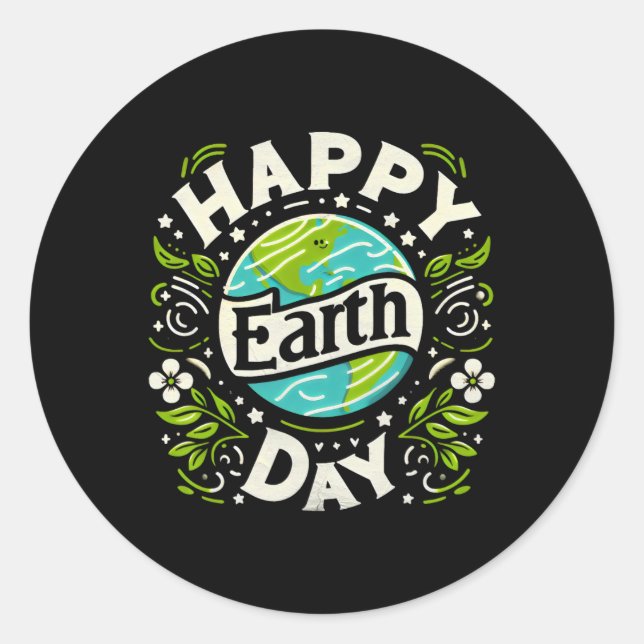 Adesivo Redondo Feliz Dia da Terra (Frente)
