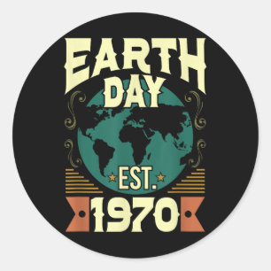 Adesivo Redondo Feliz Dia da Terra 2019 Crianças Naves Meninas Hom