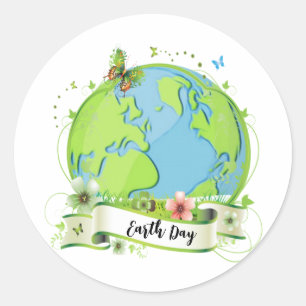 Adesivo Redondo Feliz Dia da Terra 2024