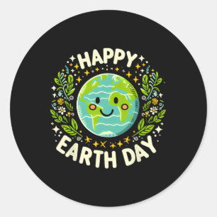Adesivo Redondo Feliz Dia da Terra 2025 Crianças Cute Earth Day To