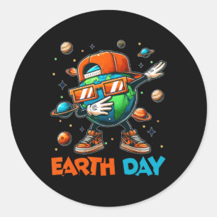Adesivo Redondo Feliz Dia da Terra 2025 Crianças Engraçadas do Dia