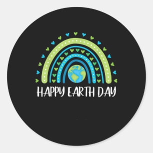Adesivo Redondo Feliz Dia da Terra Arco-Íris Cuja Terra é Mulher