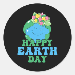 Adesivo Redondo Feliz Dia da Terra Camisa Homens do Dia da Terra B