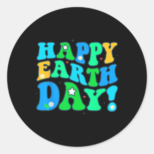 Adesivo Redondo Feliz Dia da Terra Camisa Homens do Dia da Terra B