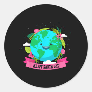 Adesivo Redondo Feliz Dia da Terra Camisa Terra Cura com Terra Flo