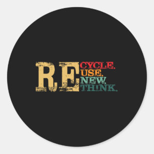 Adesivo Redondo Feliz Dia da Terra Reciclar Reutilizar Renovar Rep