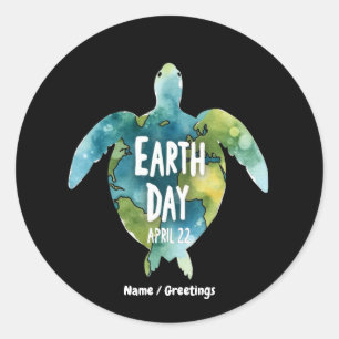 Adesivo Redondo Feliz Dia da Terra Salvar a Terra e Salvar a Tarta