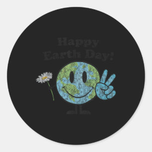 Adesivo Redondo Feliz Dia da Terra - Sinal de Paz Bonito Flor Afet