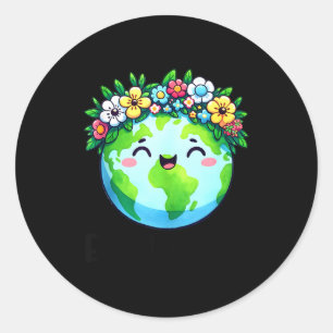 Adesivo Redondo Feliz dia da terra terra fofa com dia da terra flo