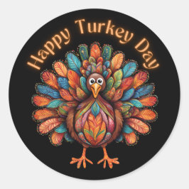 Adesivo Redondo Feliz Dia da Turquia