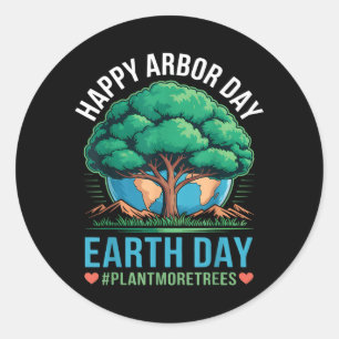 Adesivo Redondo Feliz Dia das Árvores Dia da Terra Plante Mais Árv