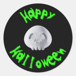 Adesivo Redondo Feliz Dia das Bruxas 3D Caveira