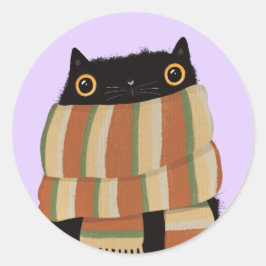 Adesivo Redondo Feliz Dia das Bruxas de Gato Negro