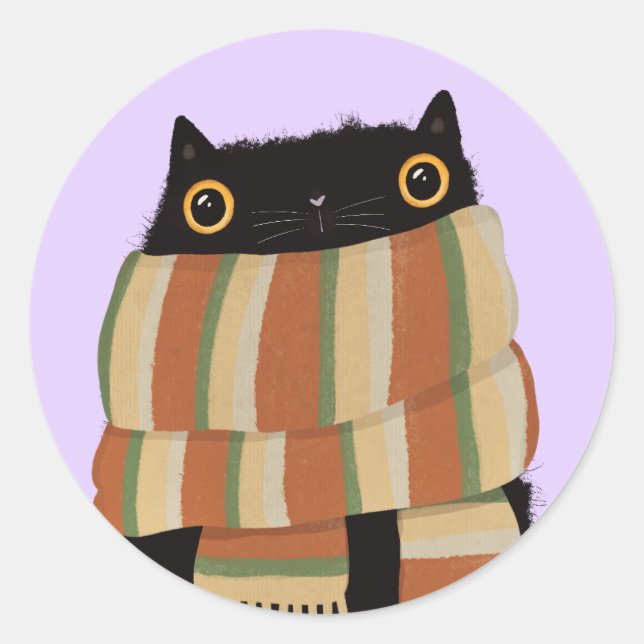 Adesivo Redondo Feliz Dia das Bruxas de Gato Negro (Frente)