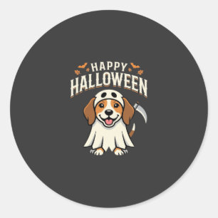 Adesivo Redondo Feliz Dia das Bruxas Design de Cachorro Beagle_1