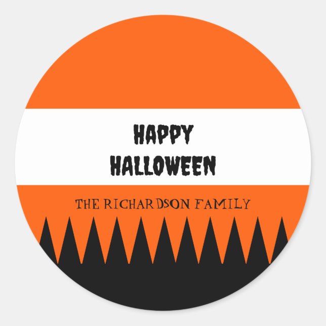 Adesivo Redondo Feliz Dia das Bruxas Laranja Personalizado (Frente)