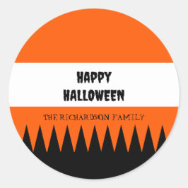 Adesivo Redondo Feliz Dia das Bruxas Laranja Personalizado