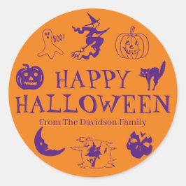 Adesivo Redondo Feliz Dia das Bruxas personalize os favores dos pr