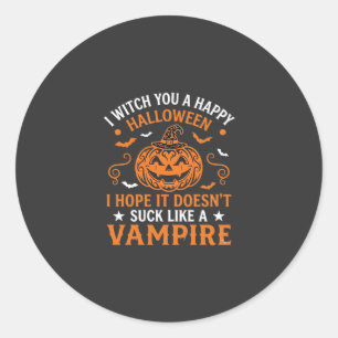 Adesivo Redondo Feliz Dia das Bruxas Vampiro Abóbora Bruxa Chapéu