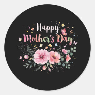 Adesivo Redondo Feliz Dia das Mães 2026 Floral Fofo para Mulheres 