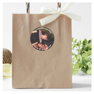 Adesivo Redondo Feliz Dia das Mães Foto Personalizada Mãe-Meu Melh