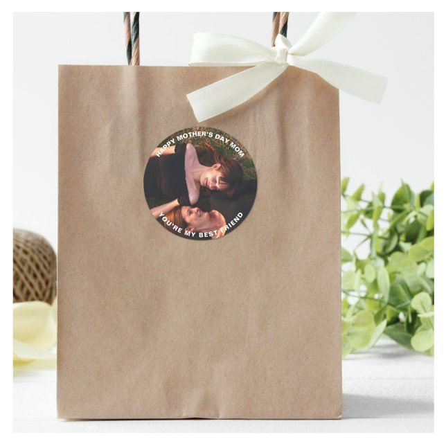 Adesivo Redondo Feliz Dia das Mães Foto Personalizada Mãe-Meu Melh (Criador carregado)